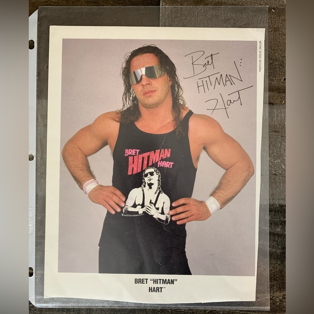 WWF VINTAGE 1991 BRET THE HITMAN HART PRESS PROMO FAN CLUB PHOTO FACSIMILE AUTO